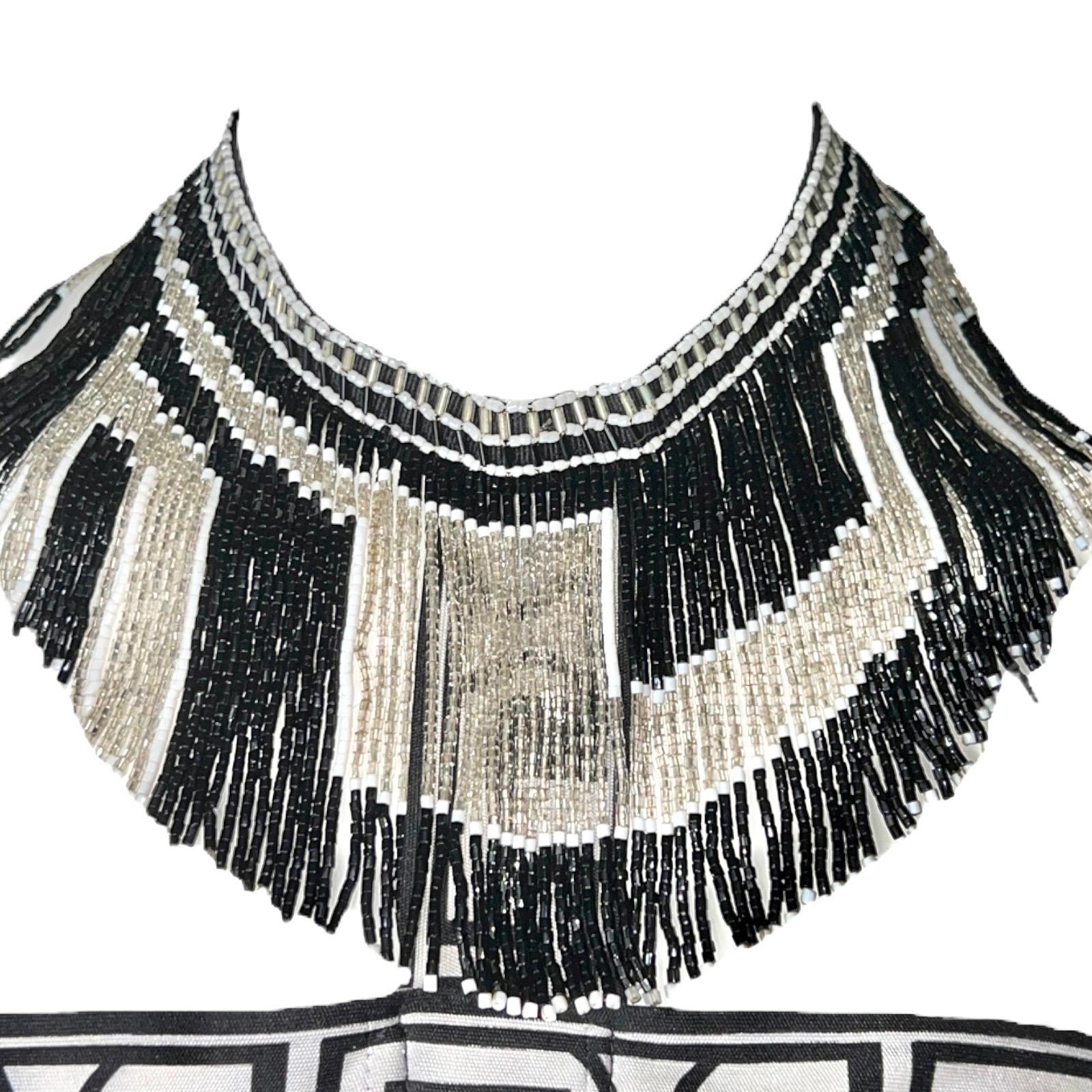 Emilio Pucci Silk Dress with Beaded Fringe Collar XS In Fair Condition In Switzerland, CH