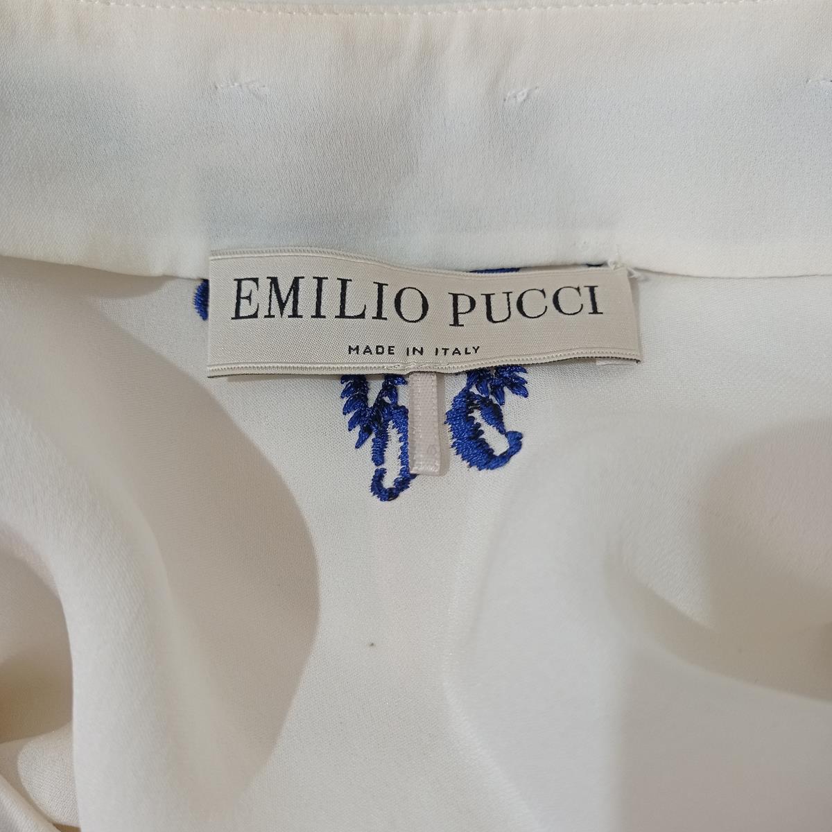 Emilio Pucci Silk Embroidered Blouse IT42 For Sale 1