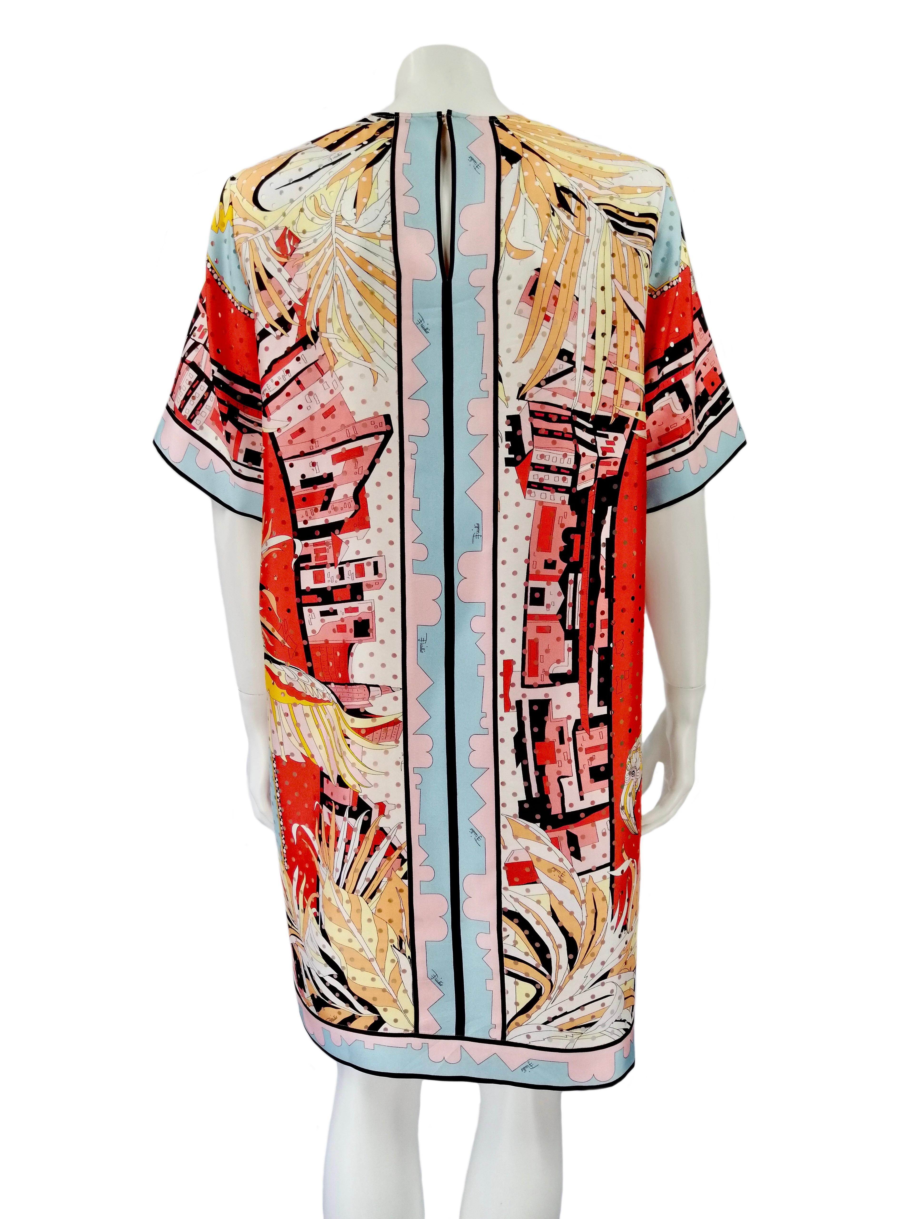 EMILIO PUCCI silk flamingo dress In Excellent Condition In Rubiera, RE