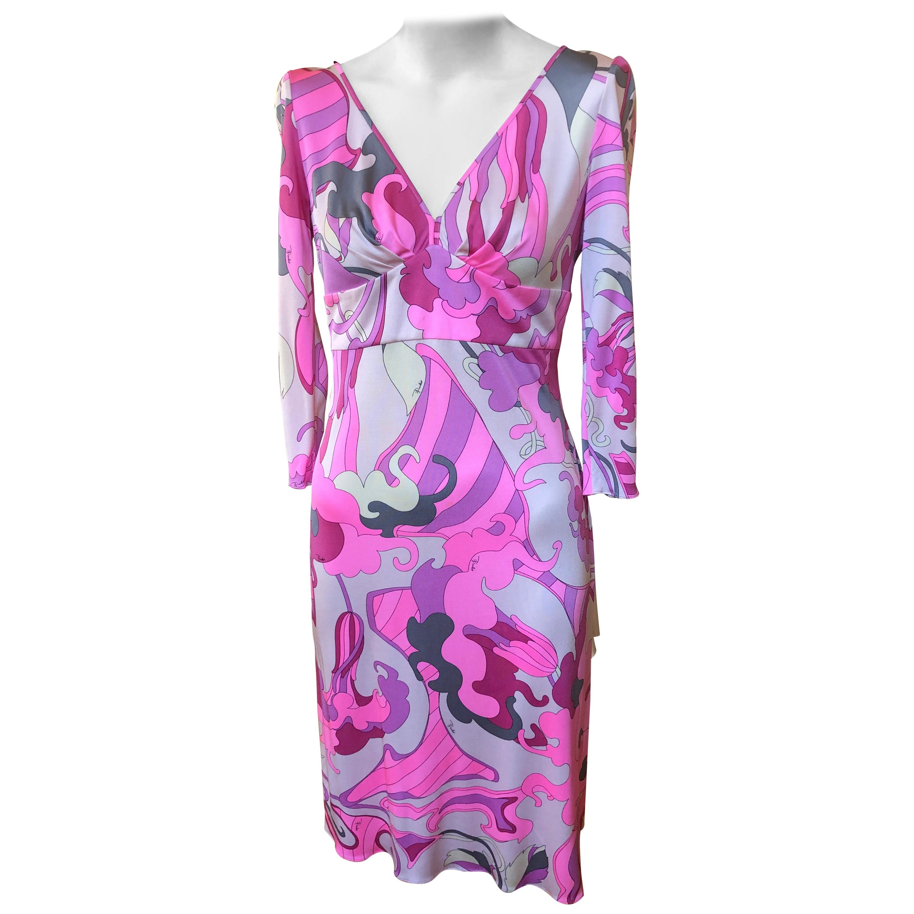Emilio Pucci Silk Floral Print Dress with Low Back (44 ITL)