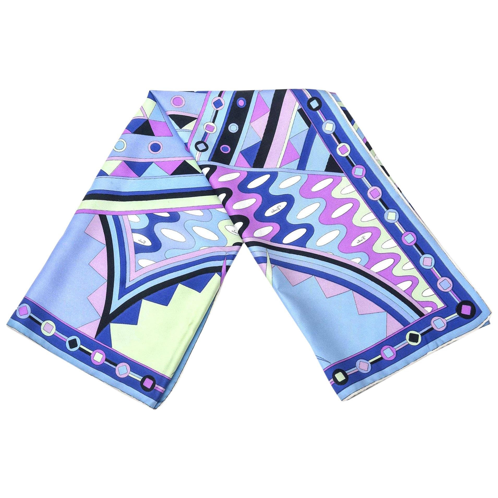 Foulard Vintage Emilio Gerli En Soie 100% - Motif Floral Multicolore, Occasion En Bon état