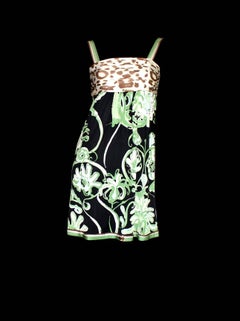 UNWORN Emilio Pucci Silk Jersey Jungle Cheetah Floral Botanical Print Dress 42