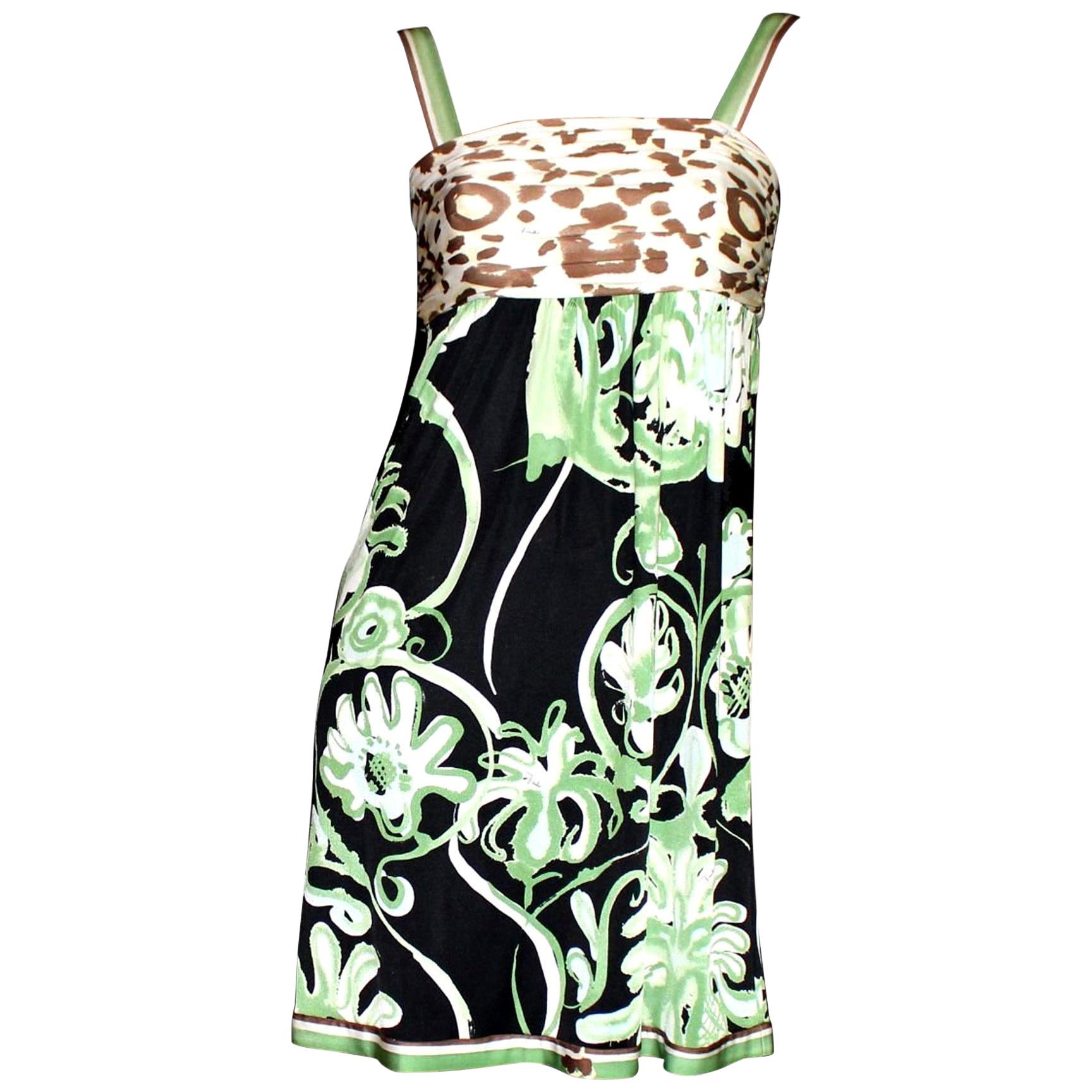 UNWORN Emilio Pucci Silk Jersey Jungle Cheetah Floral Botanical Print Dress 42 2