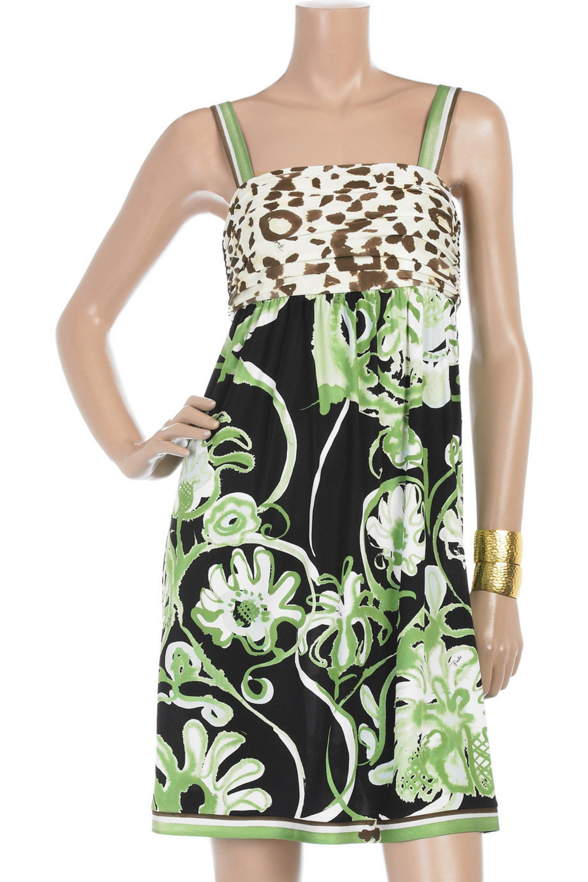 UNWORN Emilio Pucci Silk Jersey Jungle Cheetah Floral Botanical Print Dress 42 4
