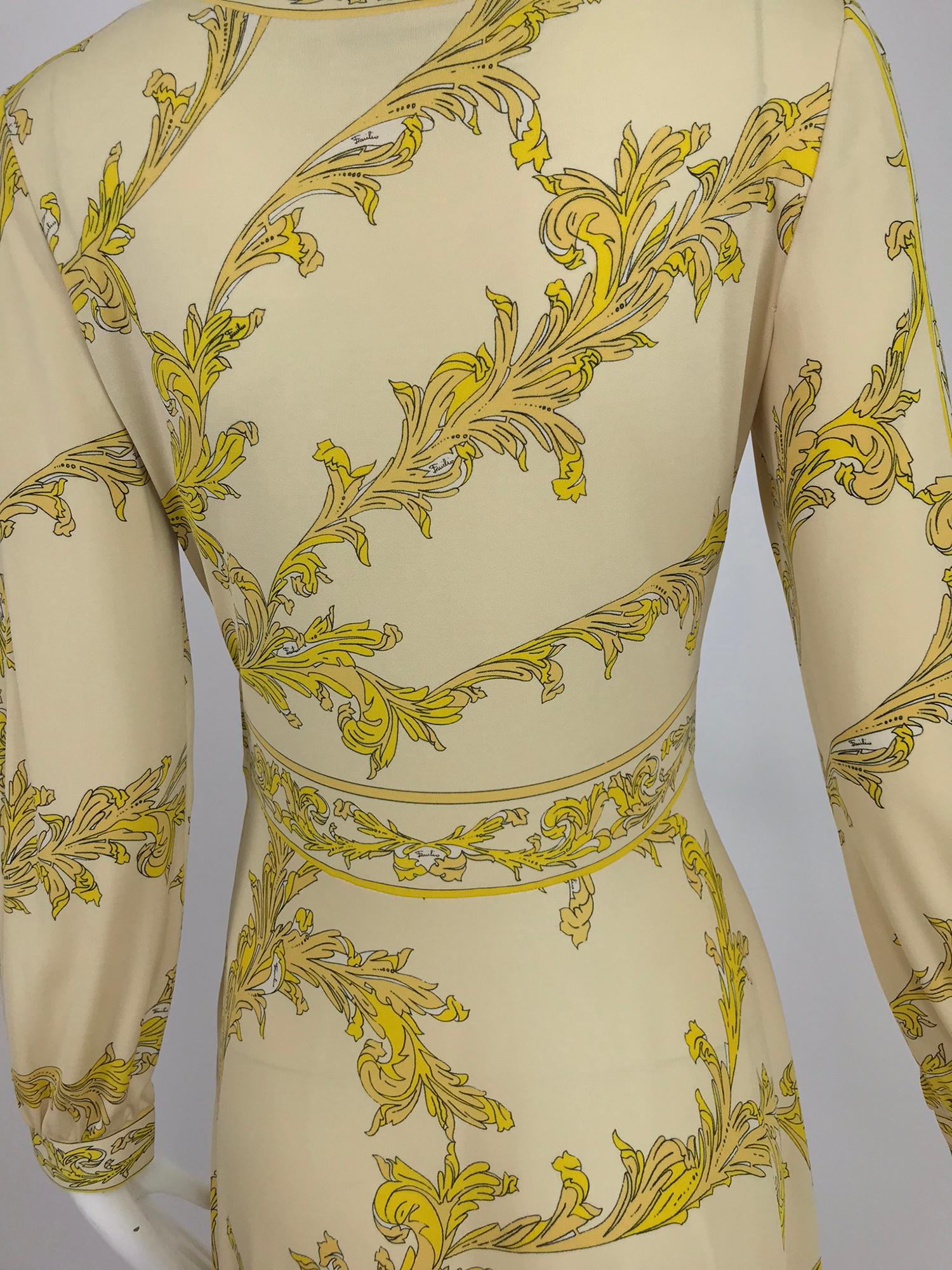 Emilio Pucci Silk jersey Print V Neck Dress 1970s 9