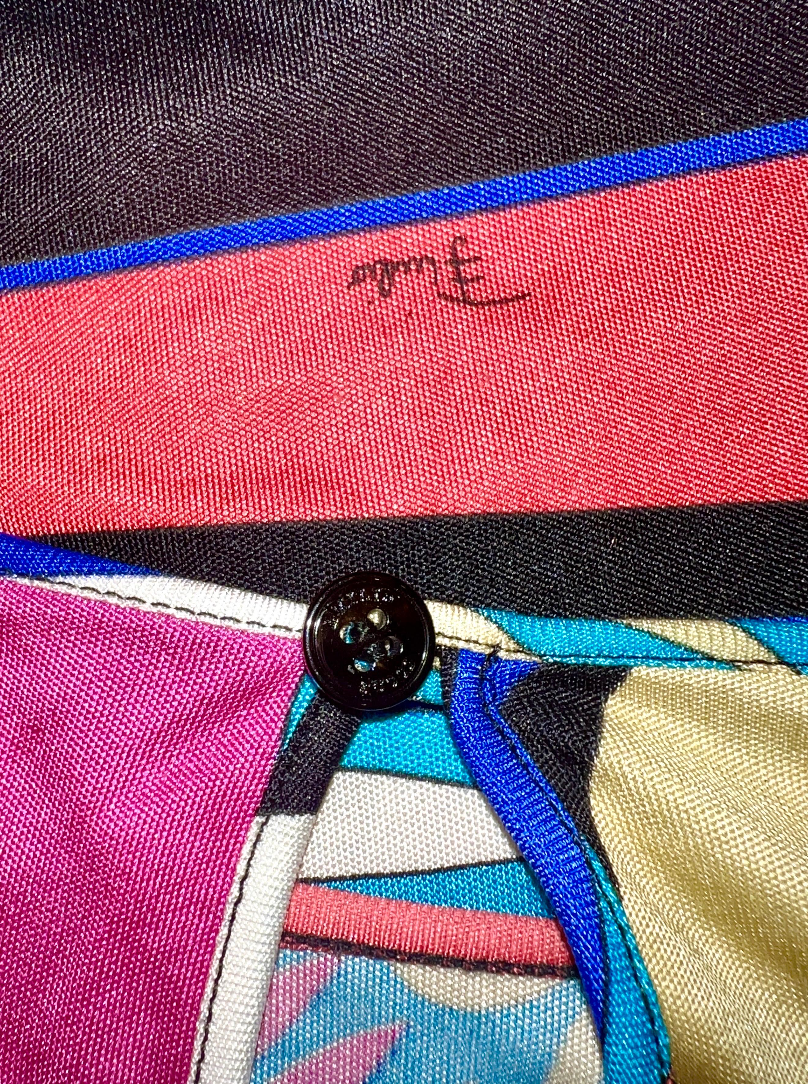 EMILIO PUCCI Silk Jersey Signature Print Tunic Kaftan Style Dress 42 For Sale 1