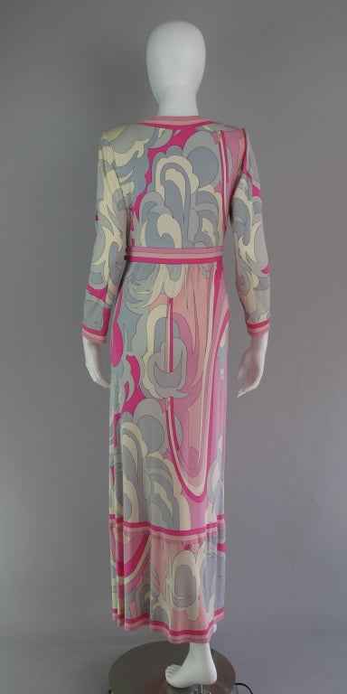 Women's Emilio Pucci Silk Jersey V Plunge neckline Maxi Dress 1970s