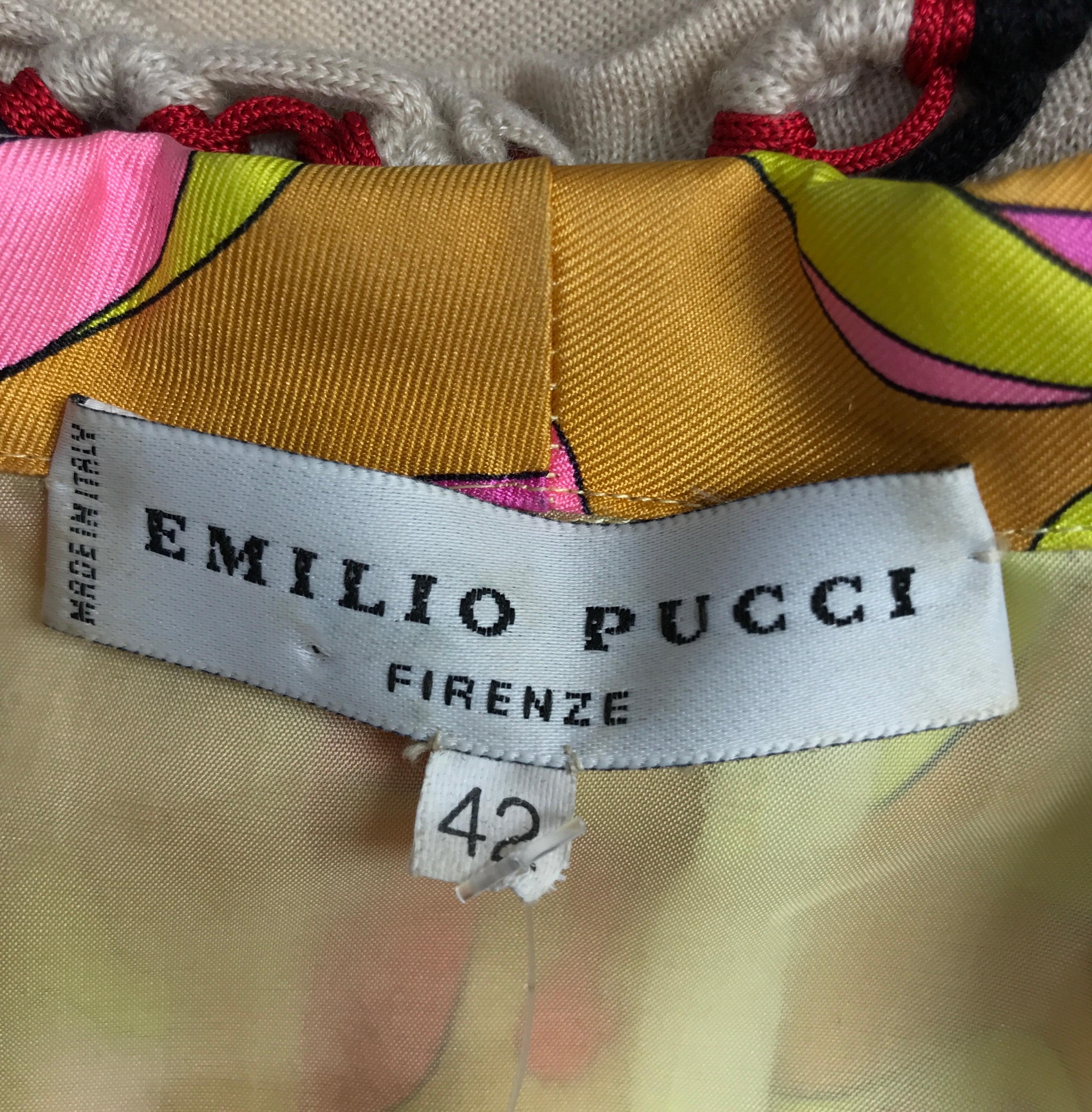 Emilio Pucci Silk Orange, Yellow, and Pink Button Down Top-42 2