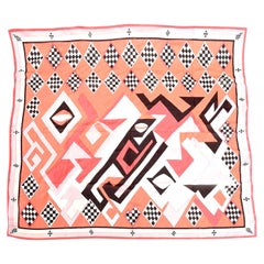 Emilio Pucci Silk Pink, Coral, Black Chiffon Geometric Square Scarf Vintage