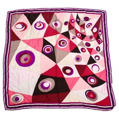 Emilio Pucci Pañuelo de seda estampado abstracto rosa y morado