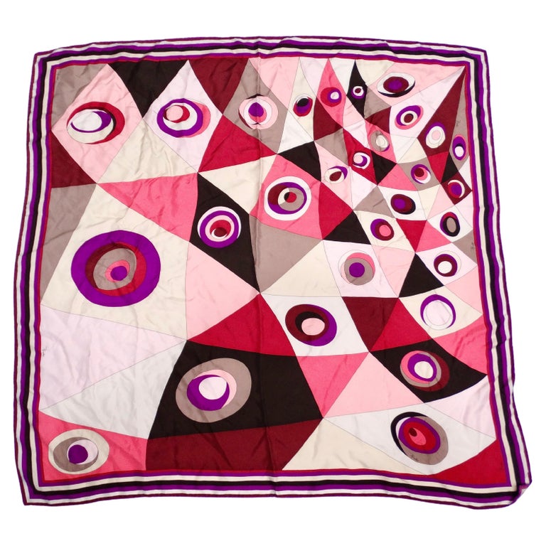 Emilio Pucci Sciarpa in seta con stampa astratta rosa e viola in