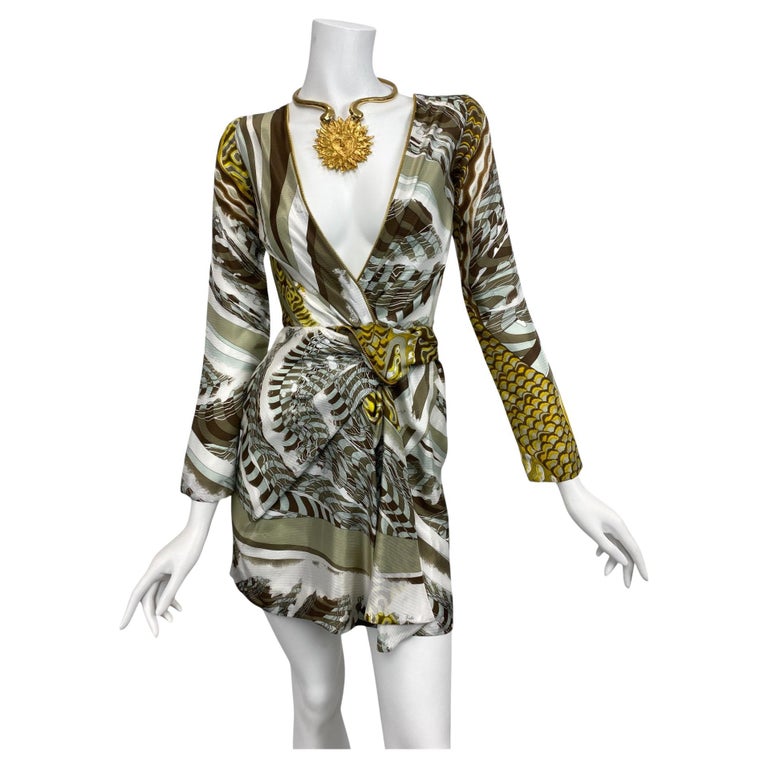 Emilio Pucci Silk Plunge Neckline Mini Dress with Zipper Detail Sz: 40 NWT  For Sale at 1stDibs