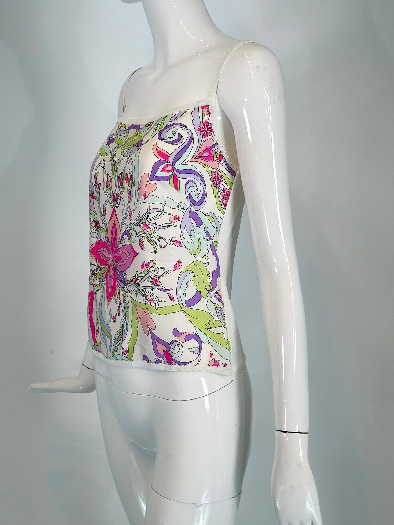 Emilio Pucci Silk Print Camisole 8 In Good Condition For Sale In West Palm Beach, FL