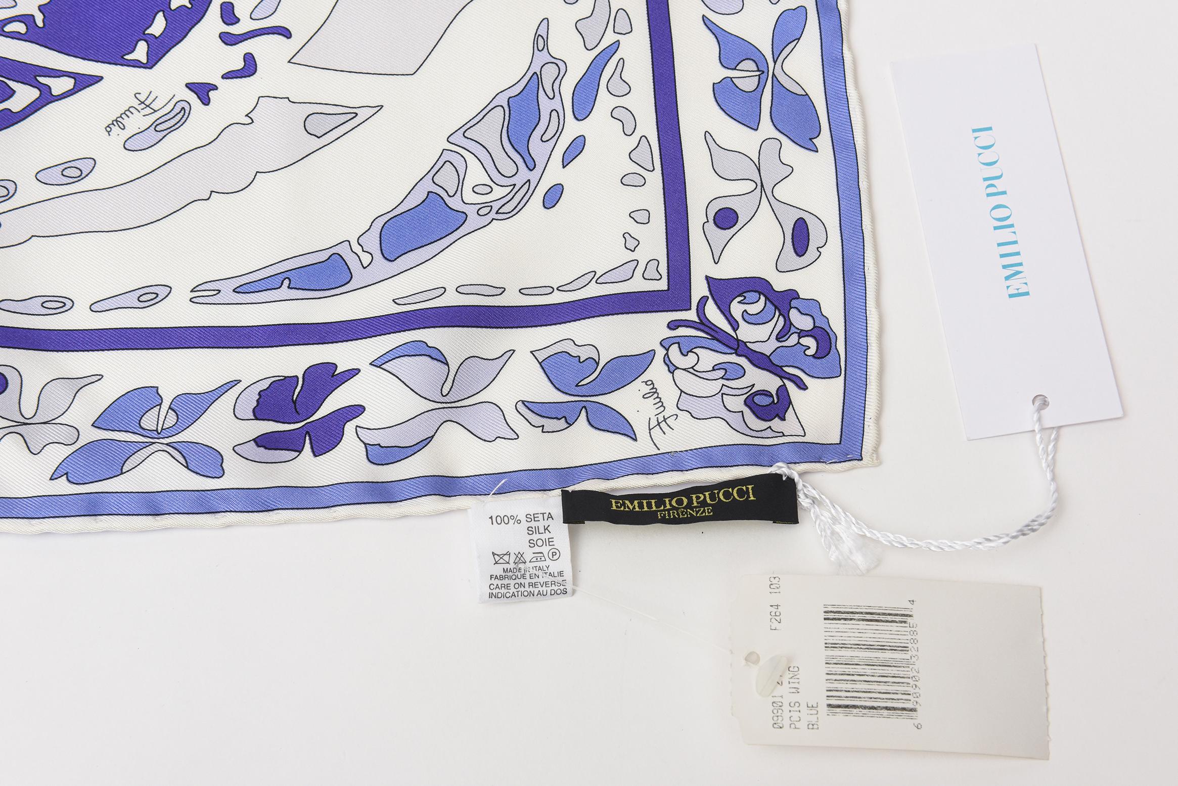 Emilio Pucci Purple, Blue and White Silk Square Scarf Vintage Italian 6