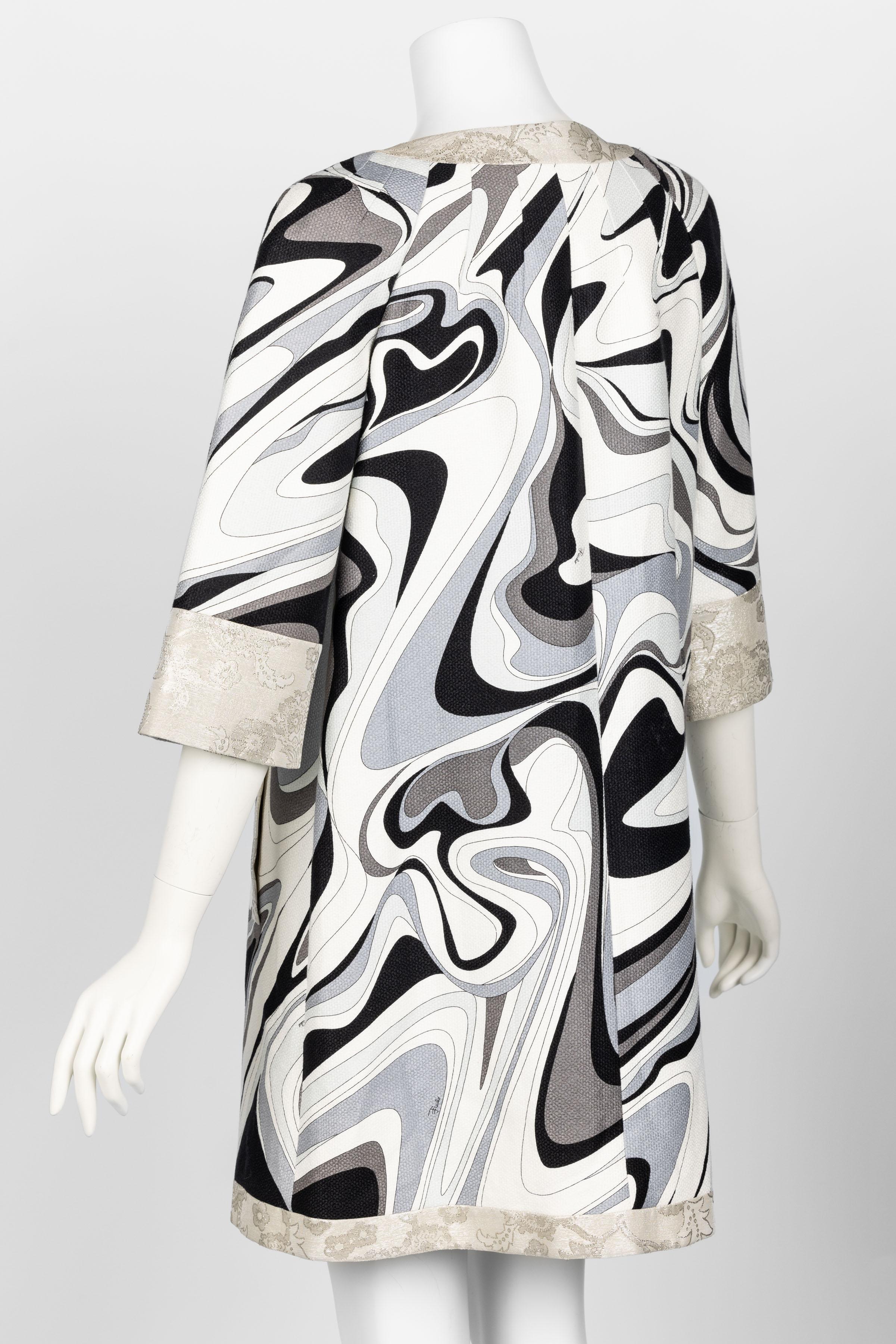 Emilio Pucci Silver Black Print Spring 2007 Runway Evening Coat For Sale 1