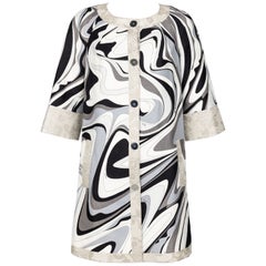 Emilio Pucci Silver Black Print Spring 2007 Runway Evening Coat