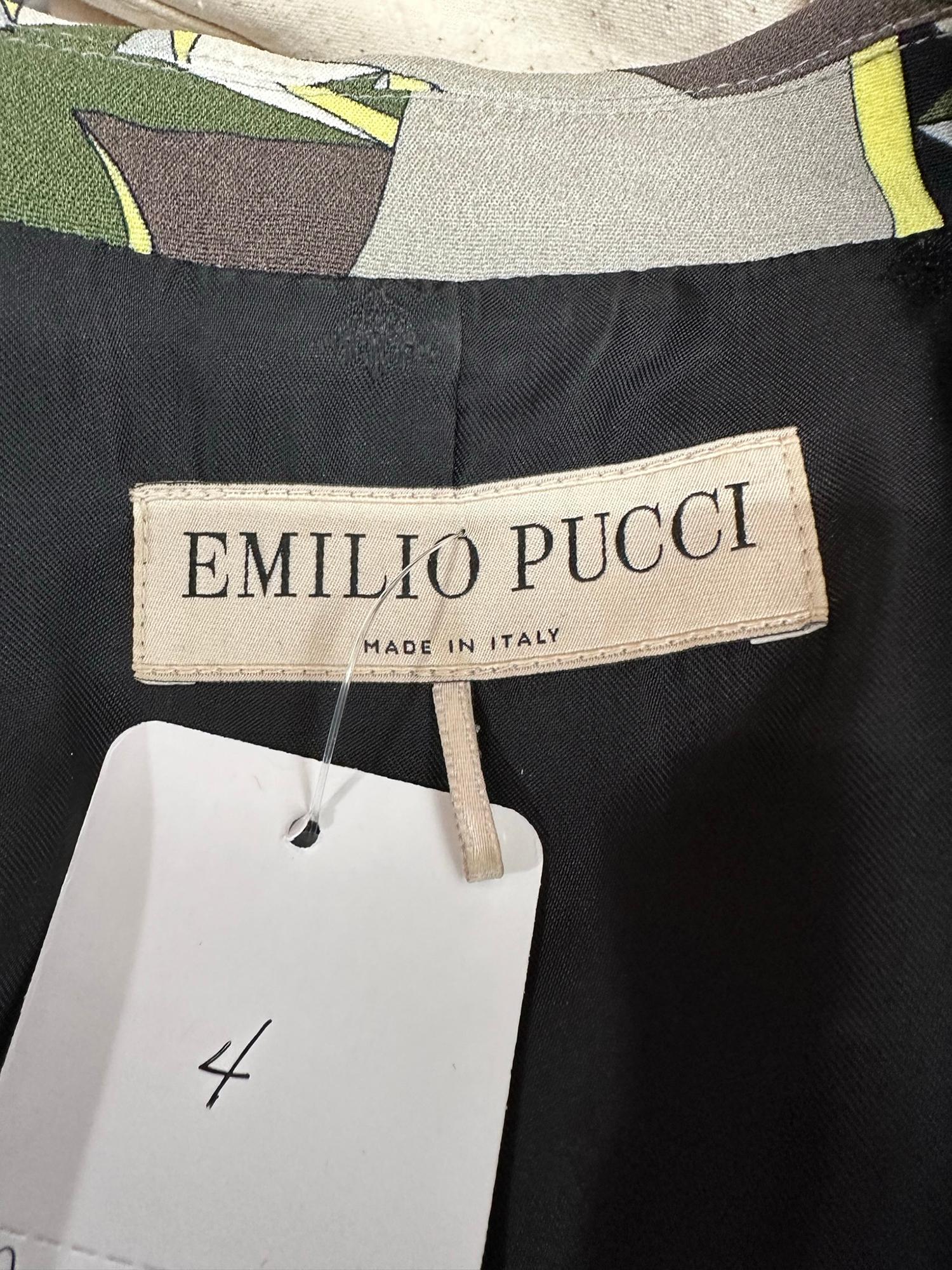 Emilio Pucci Single Breasted Notched Lapel Jacket Gris Olive Noir Blanc Jaune  10