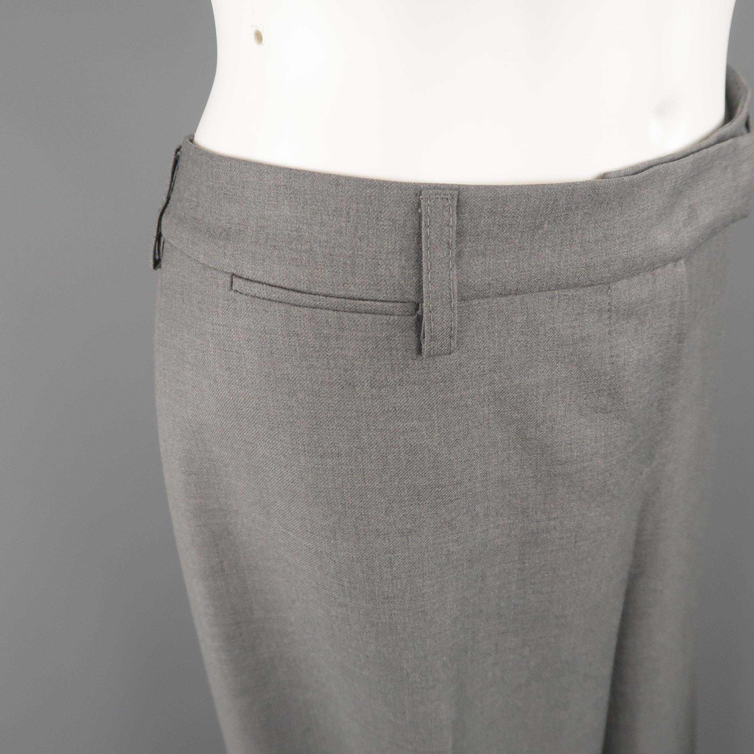 EMILIO PUCCI Size 10 Gray Virgin Wool Wide Leg Dress Pants In Excellent Condition In San Francisco, CA