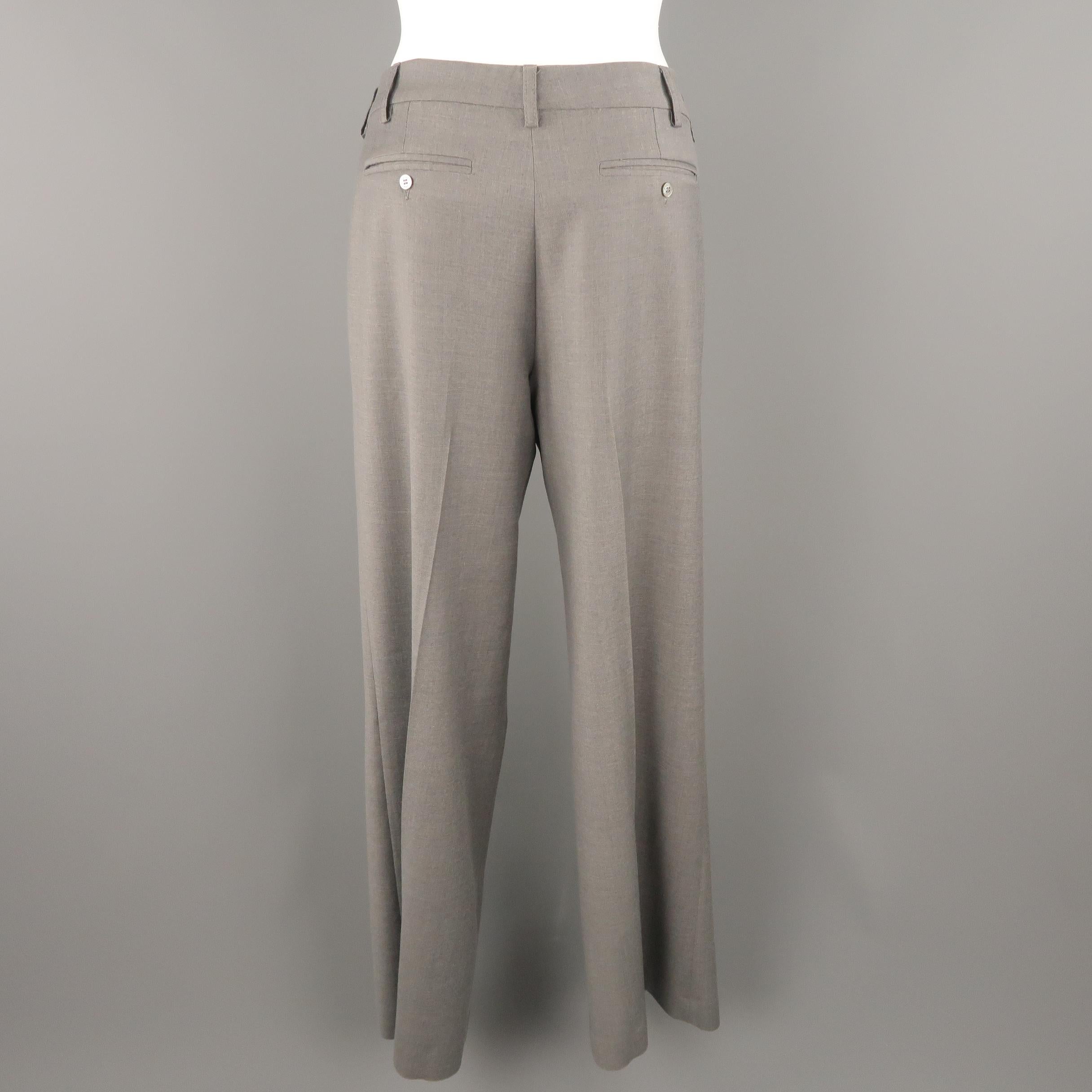 Women's EMILIO PUCCI Size 10 Gray Virgin Wool Wide Leg Dress Pants