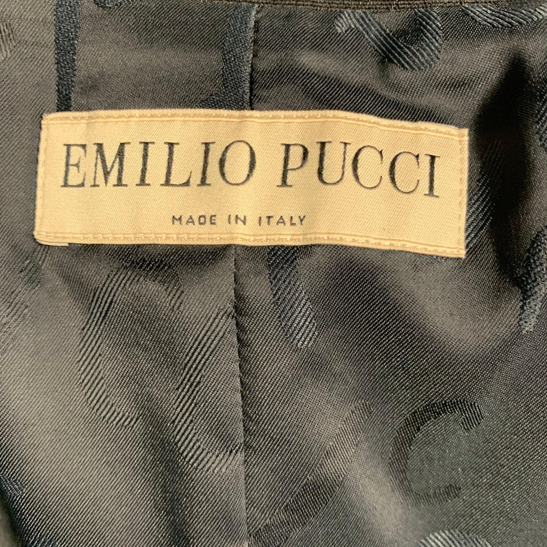 EMILIO PUCCI Größe 12 Schwarz Wolle Mohair Jacke Blazer mit Paillettenbesatz aus Wolle im Angebot 1