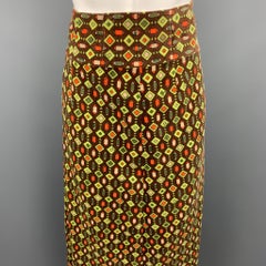 EMILIO PUCCI Size 12 Brown Abstract Velvet Cotton A-line Skirt
