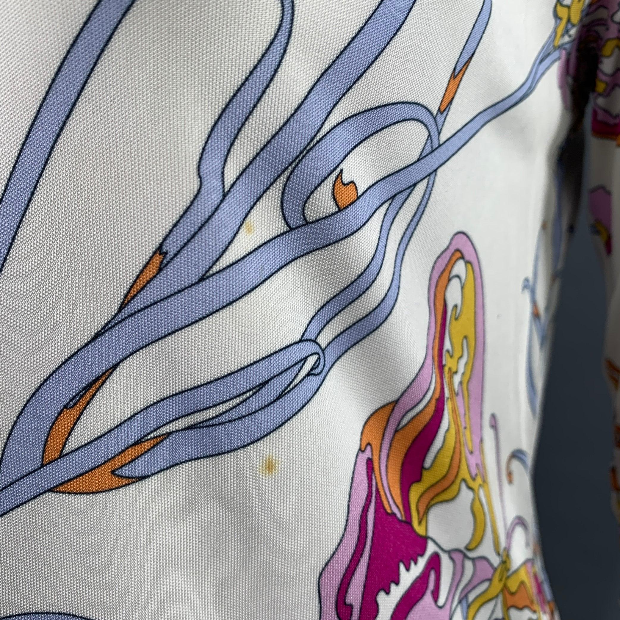 EMILIO PUCCI - Haut décontracté à manches 3/4, blanc, rose et papillons, taille 12 Pour femmes en vente