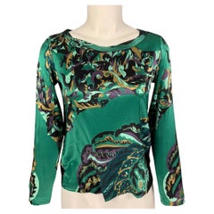 EMILIO PUCCI Size 4 Green Multi-Color Silk Abstract Dress Top
