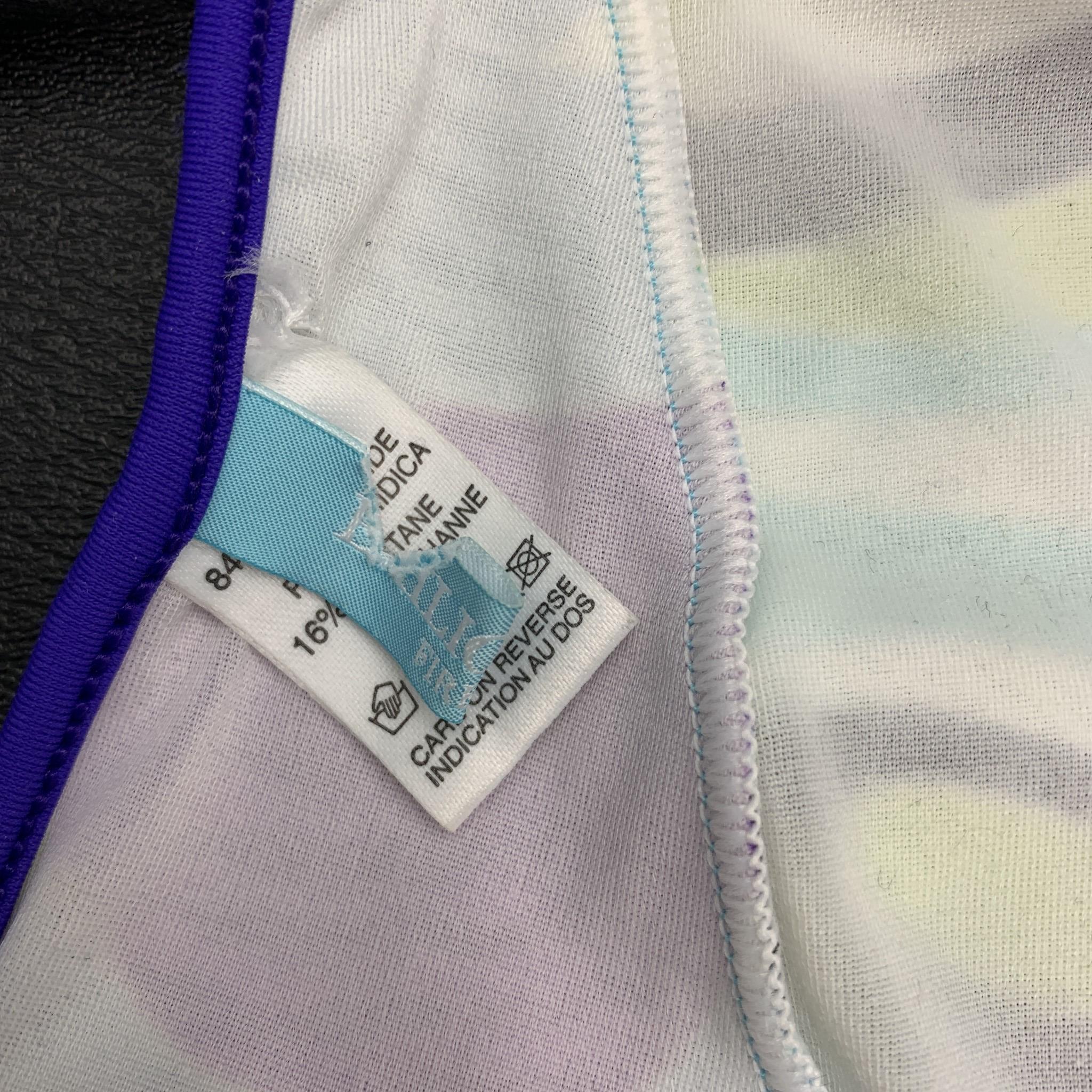 EMILIO PUCCI Size 4 Turquoise & Purple Print One Piece Halter Swimsuit 3