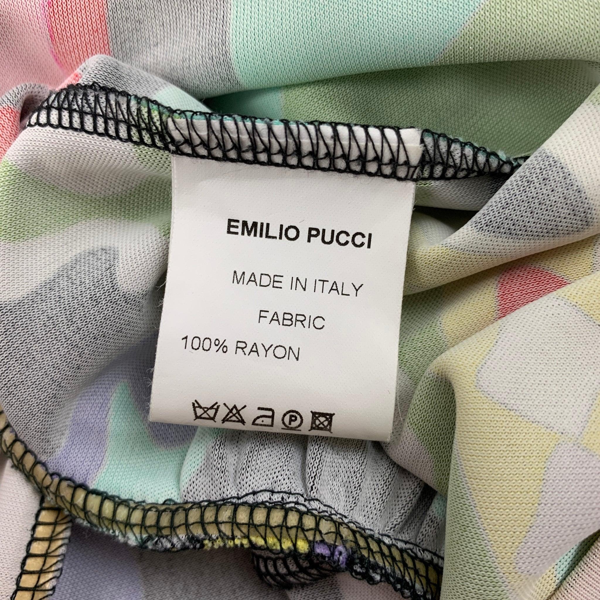 EMILIO PUCCI Größe 6 Mehrfarbiges langärmeliges Kleid aus Viskose mit abstrakten Ärmeln im Angebot 1
