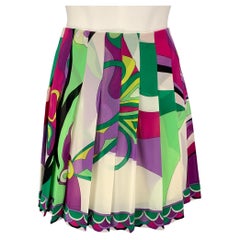 EMILIO PUCCI Size 6 Multi-Color Silk Pleated Mini Skirt