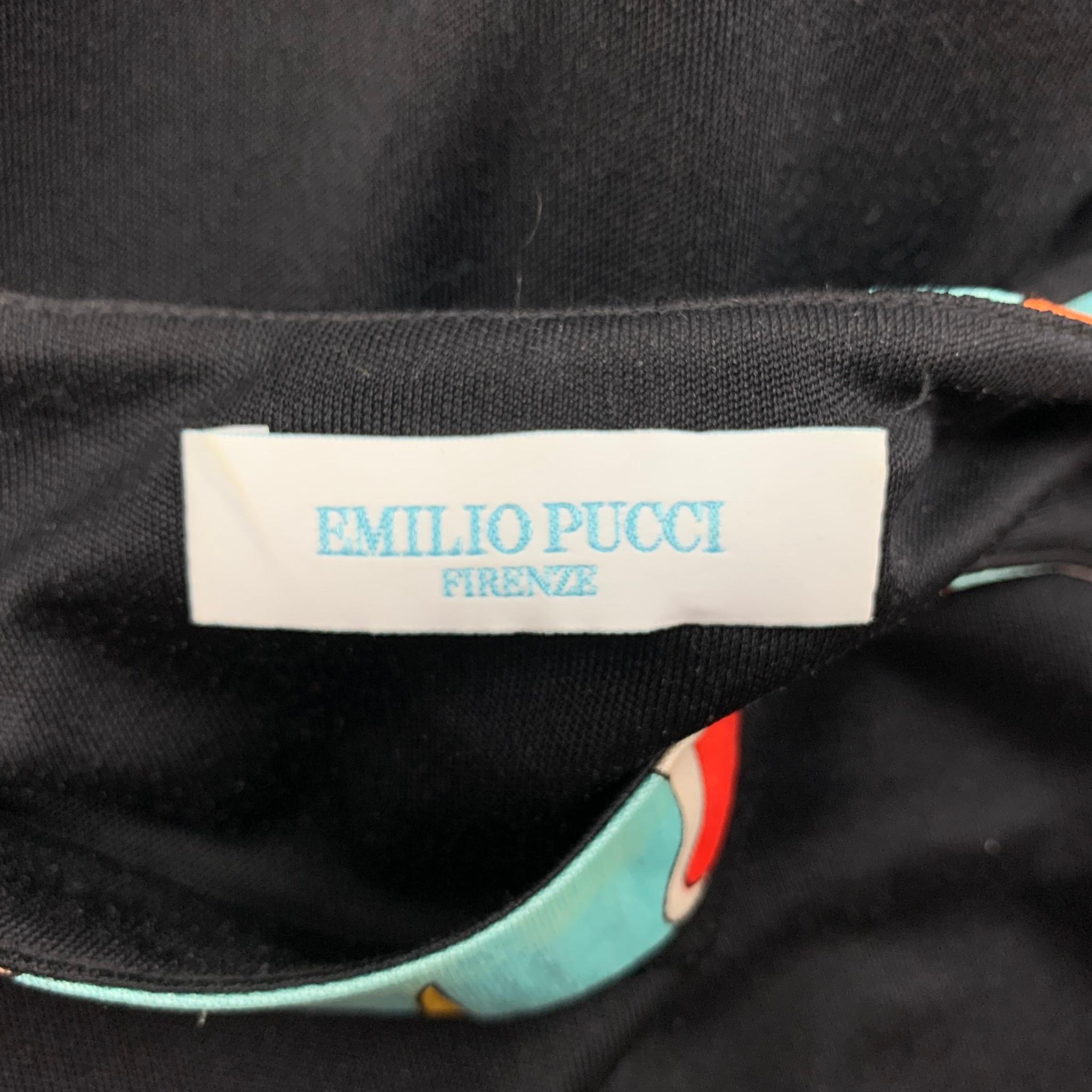 EMILIO PUCCI Size 8 Black Multi-Color Silk Sleeveless Dress 2
