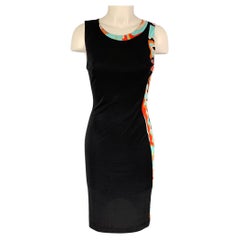 EMILIO PUCCI Size 8 Black Multi-Color Silk Sleeveless Dress