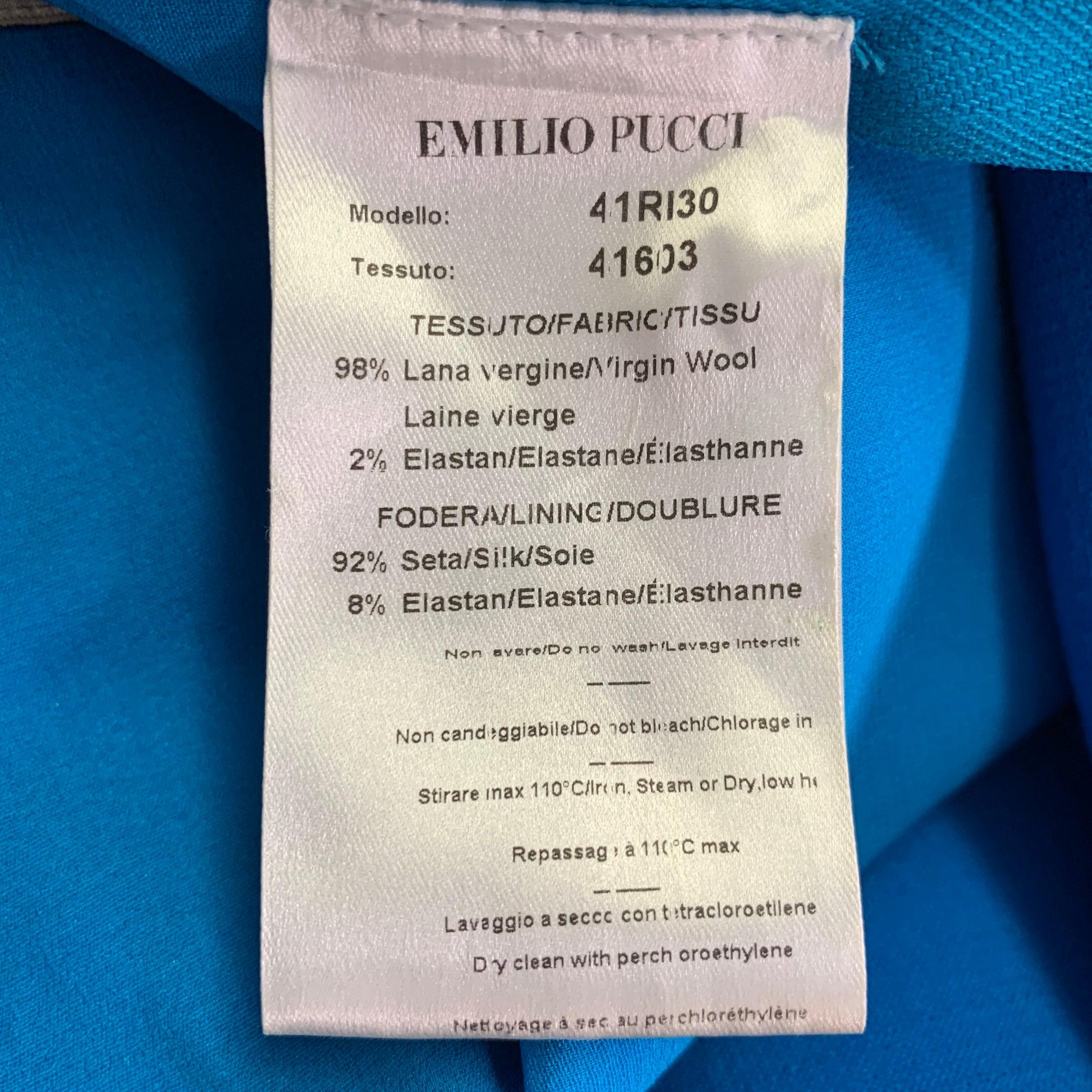 EMILIO PUCCI Size 8 Blue Crepe V-Neck Cocktail Dress For Sale 1