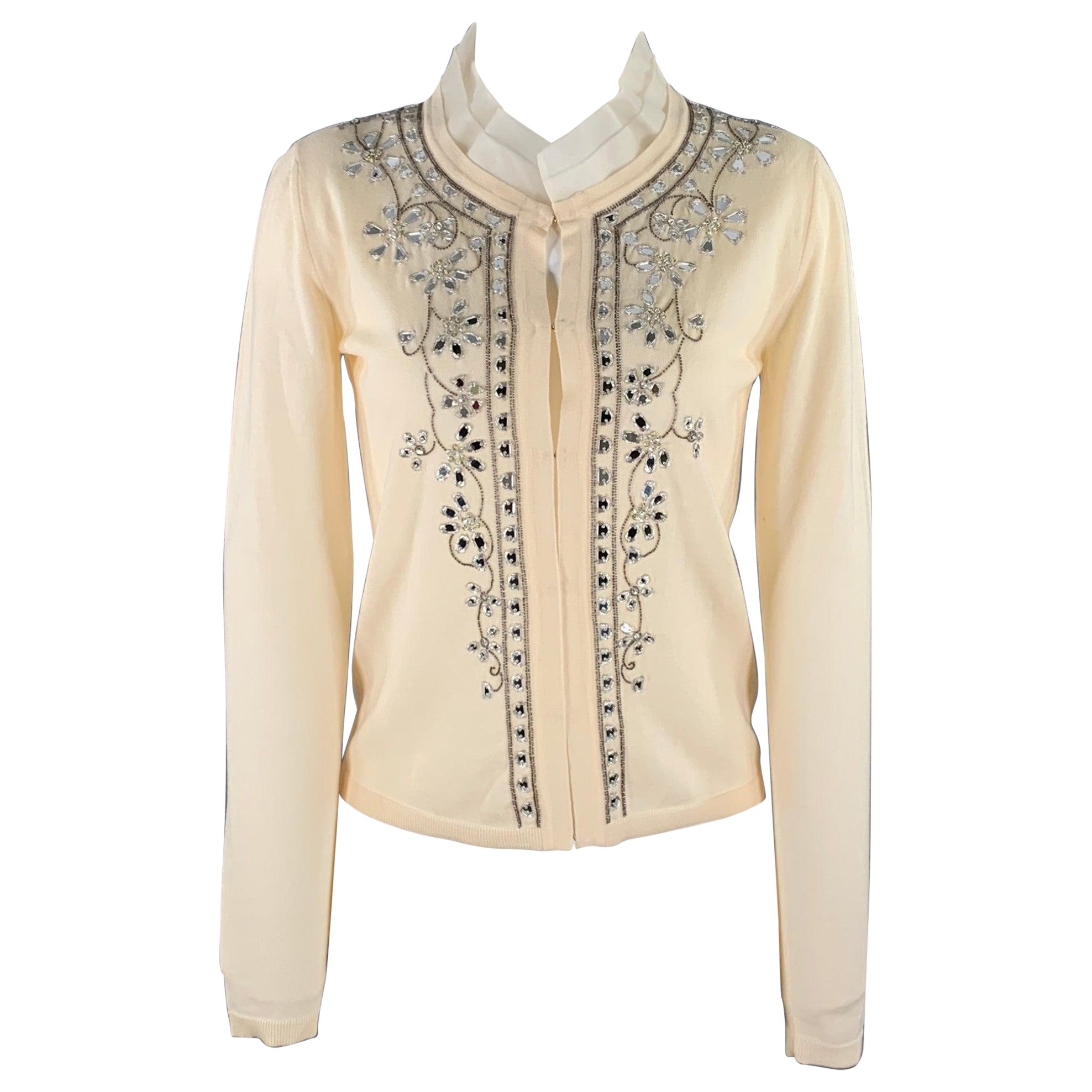 EMILIO PUCCI Size S Beige Wool Cardigan