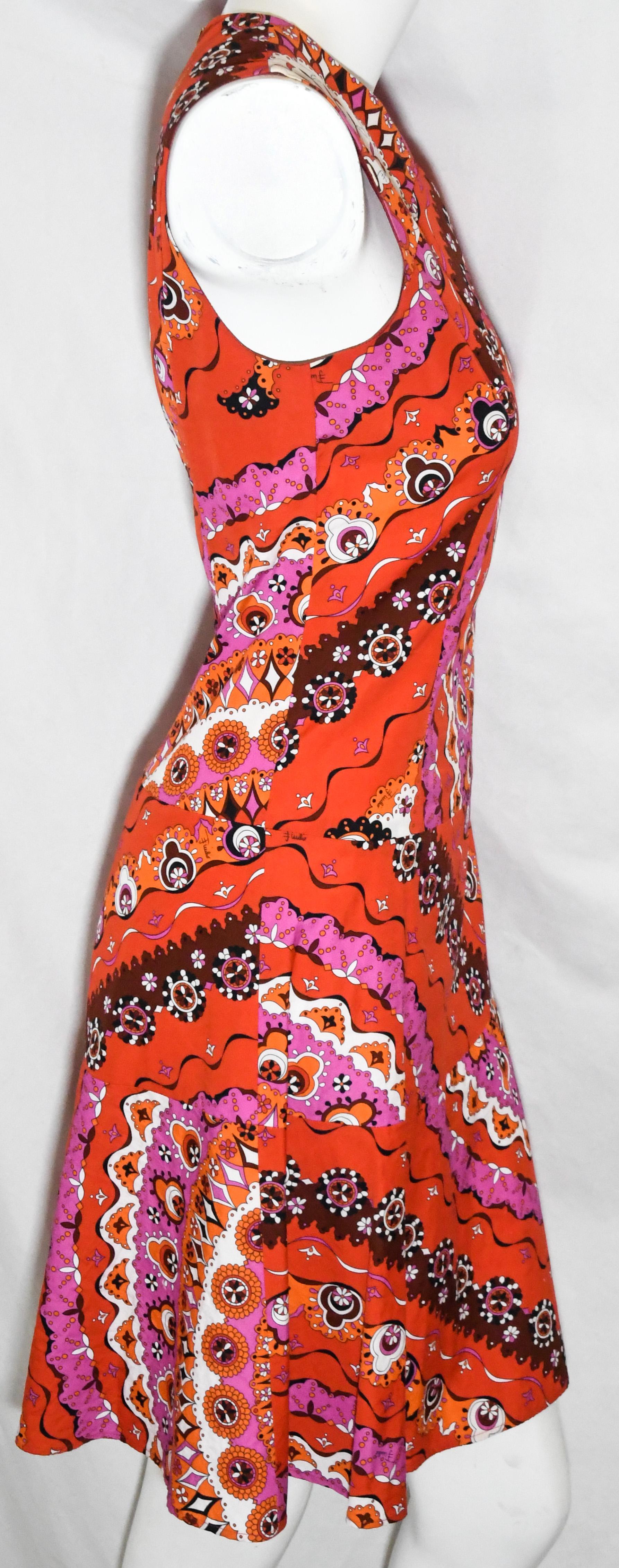 Women's Emilio Pucci Sleeveless Red Print Cotton Dress 