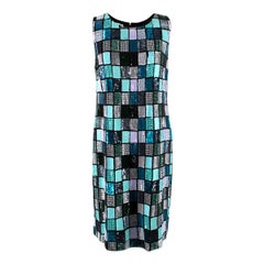 Emilio Pucci Sleeveless Sequin Blue Shift Dress - Us size 10