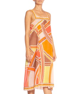 Emilio Pucci Slinky Nylon 1960's Mod Print Slip Dress