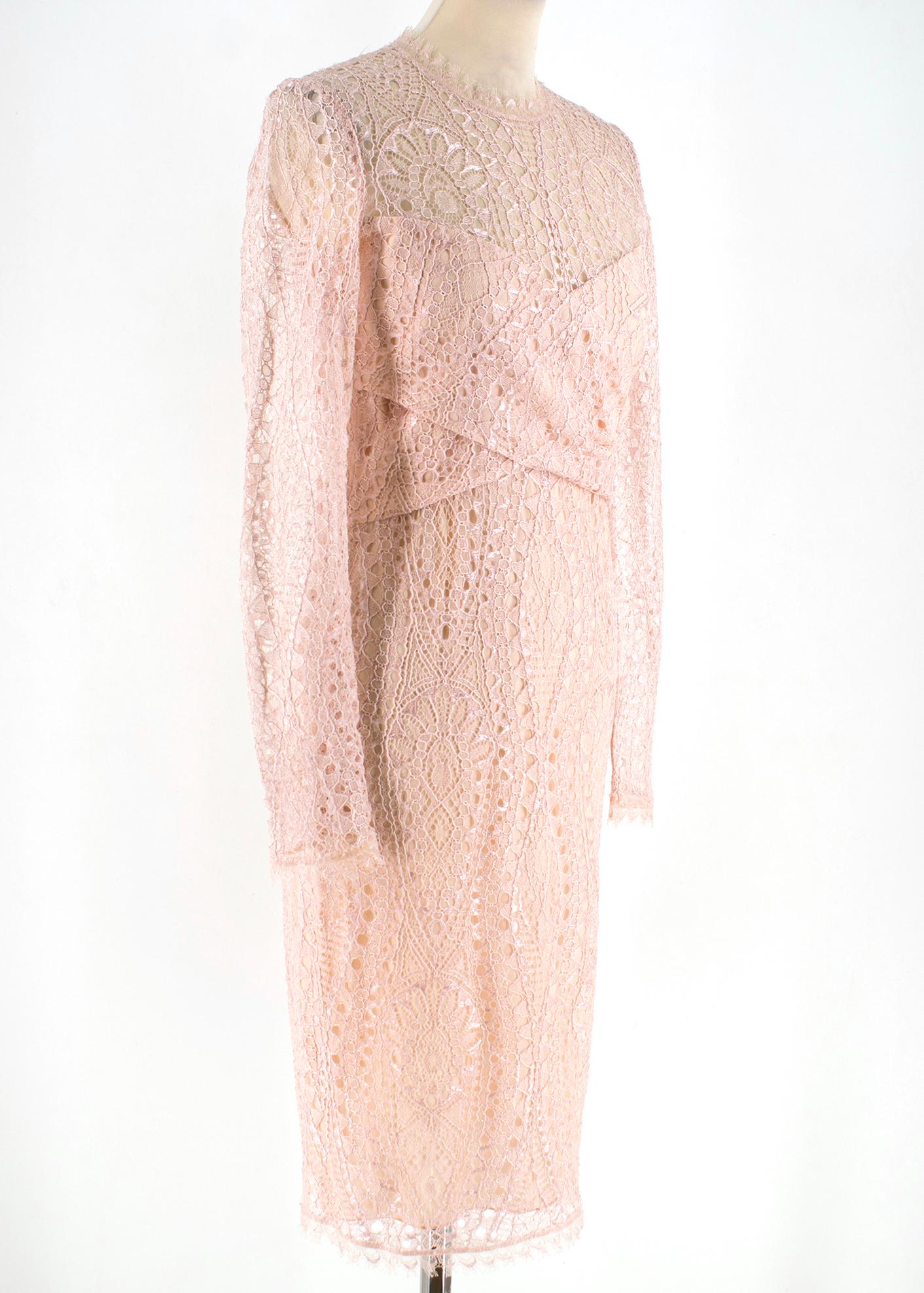 Emilio Pucci Soft Pink Long Sleeved Midi Dress RRP £1175.00

- Front Wrap Detail 
- Round Neckline 
- Long Sleeves
- Back Zip Closure 
- Small Slit Centre Back 

60% Viscose
40% Nylon 
Lining 
68% Silk 
27% Nylon 
5% Elastane 

Made in Italy