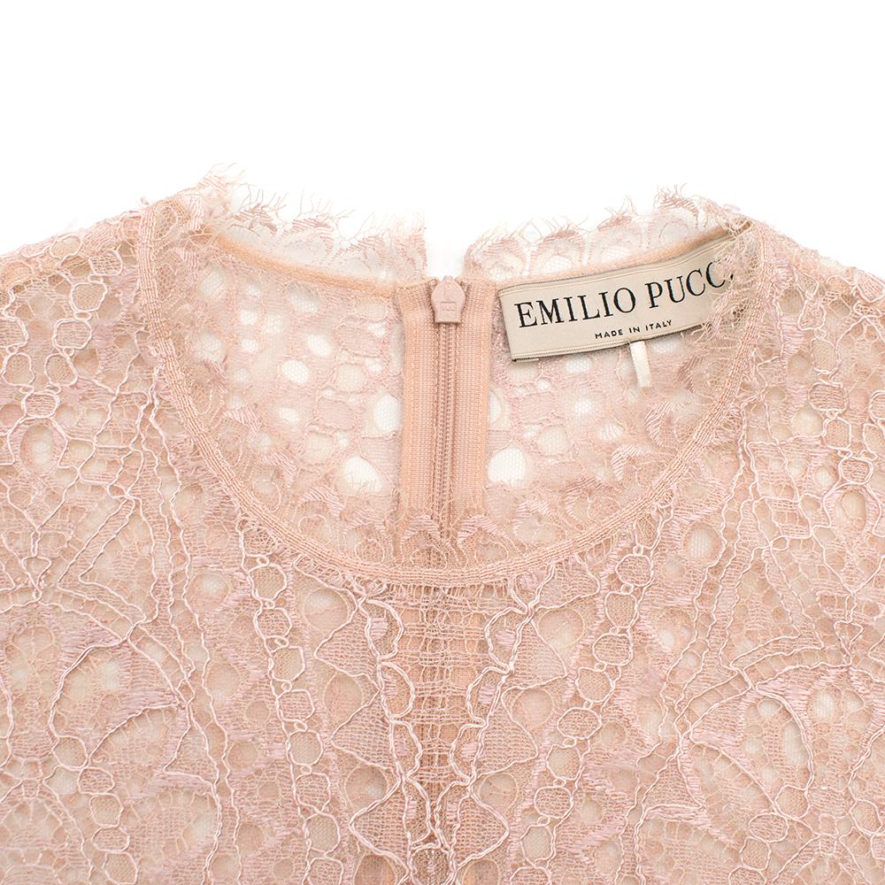 Emilio Pucci Soft Pink Lace Dress - Size US 4 In Excellent Condition For Sale In London, GB