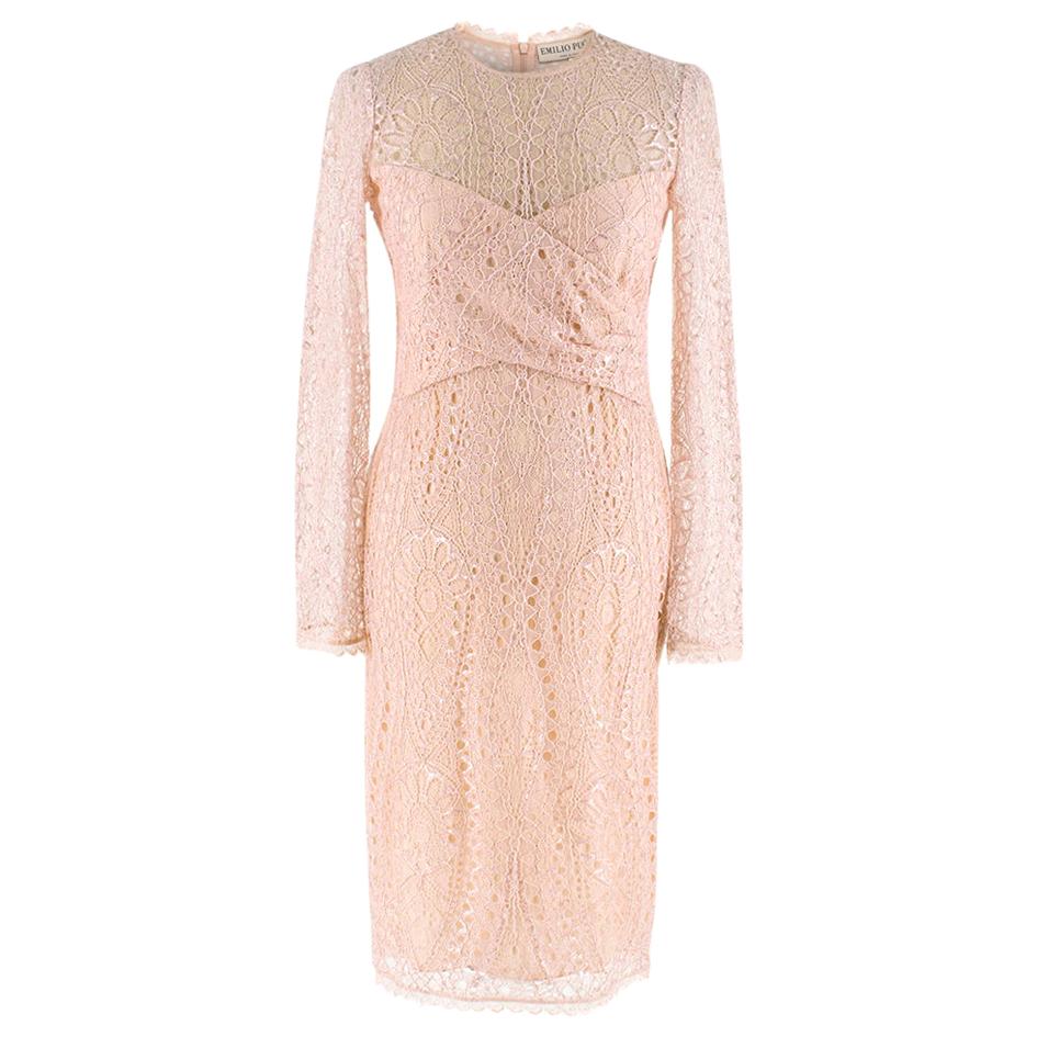Emilio Pucci Soft Pink Lace Dress - Size US 4 For Sale
