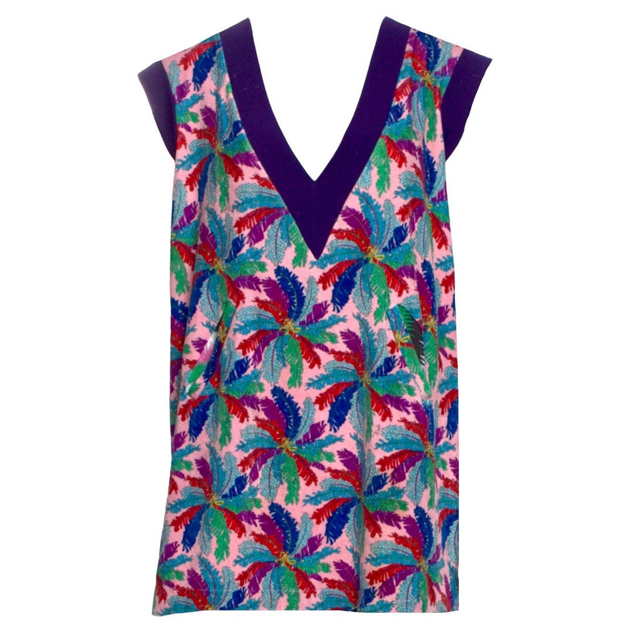 EMILIO PUCCI Softest Terry Fabric Print Cover Up Tunic Dress 40