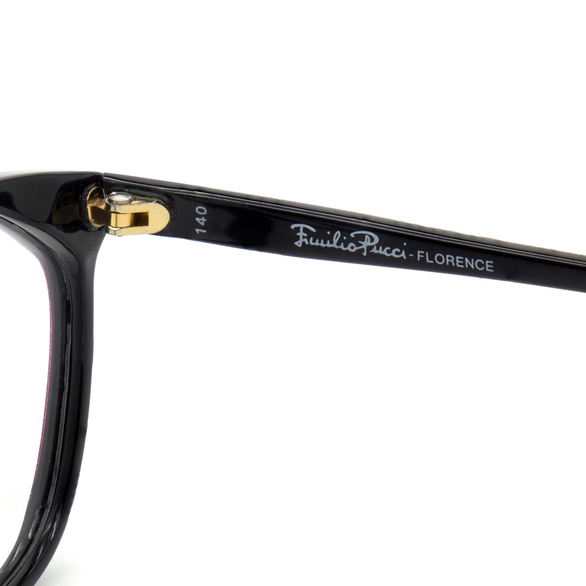 Black Emilio Pucci sparkling eyeglasses for women For Sale