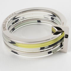 Emilio Pucci Stacked Silvered Spacer Bracelet Bangle with Lucite and Silk
