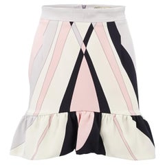 Emilio Pucci Structured Ruffle Printed Silk Mini Skirt