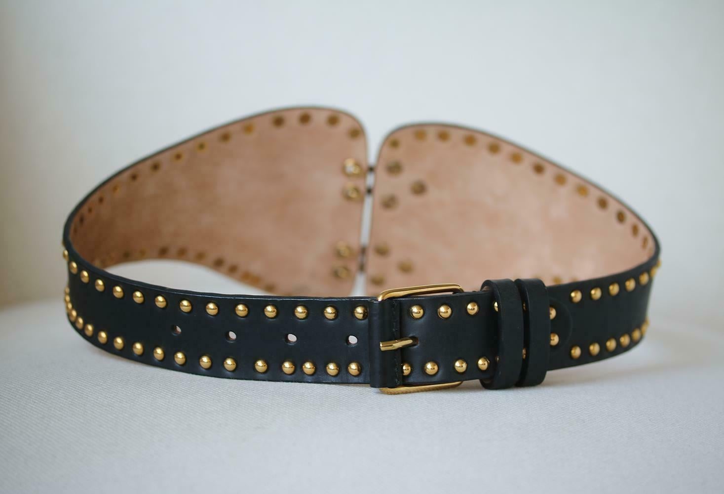 Black Emilio Pucci Studded Leather Waist Belt