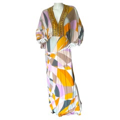 Emilio Pucci Topaz Embellished Silk Caftan Dress New with Tags