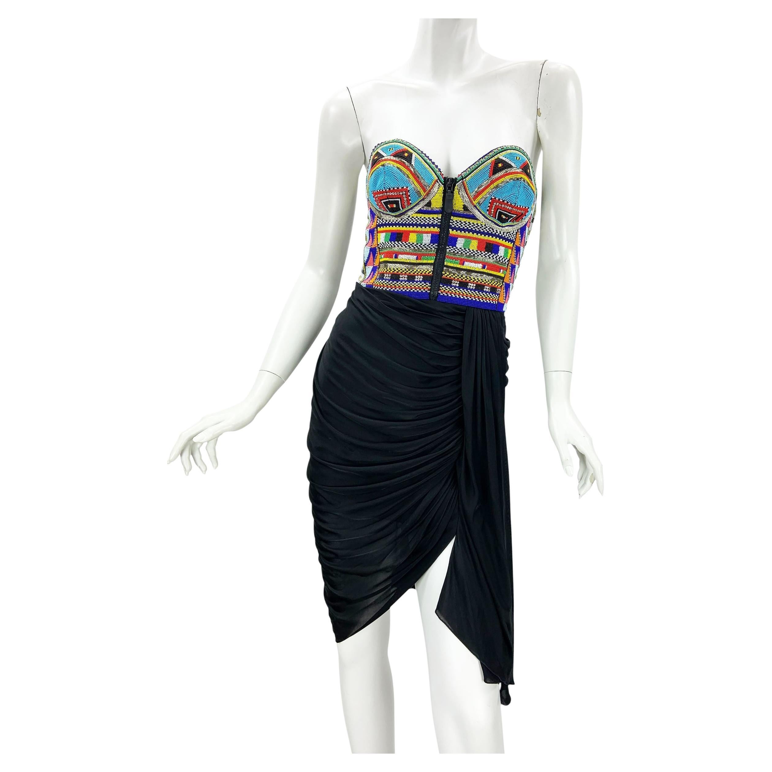 Emilio Pucci Tribal Beaded Bustier Dress may see on  Alessandra Ambrosio US 6 For Sale