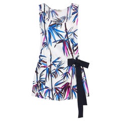 Emilio Pucci Tropical Bamboo Signature Print Silk Twill Top Blouse Bowtie 38