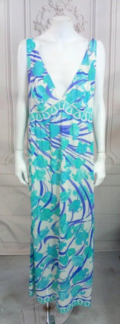 Emilio Pucci Tulip and Ribbon Print Maxi for Formfit Rogers
