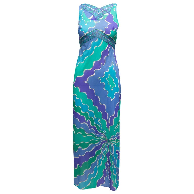 Emilio Pucci Turquoise and Multicolor Printed Nightgown For Sale at 1stDibs